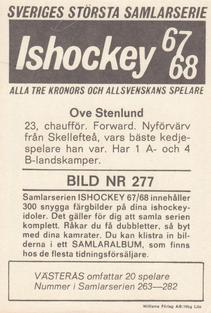 1967-68 Williams Ishockey (Swedish) #277 Ove Stenlund Back