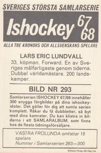 1967-68 Williams Ishockey (Swedish) #293 Lars Eric Lundvall Back