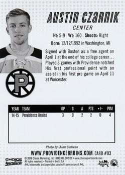 2015-16 Choice Providence Bruins (AHL) #3 Austin Czarnik Back