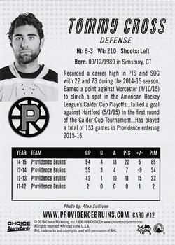 2015-16 Choice Providence Bruins (AHL) #12 Tommy Cross Back