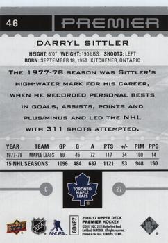 2016-17 Upper Deck Premier #46 Darryl Sittler Back
