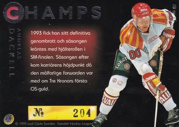 1995-96 Leaf Elit Set (Swedish) - Champs #10 Andreas Dackell Back