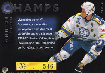 1995-96 Leaf Elit Set (Swedish) - Champs #13 Per-Erik Eklund Back