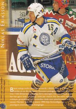 1995-96 Leaf Elit Set (Swedish) - Goldies #7 Niklas Eriksson Back