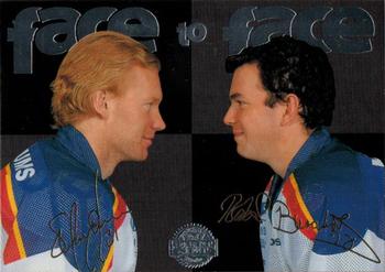 1995-96 Leaf Elit Set (Swedish) - Face to Face #9 Stefan Elvenes / Robert Burakovsky Front