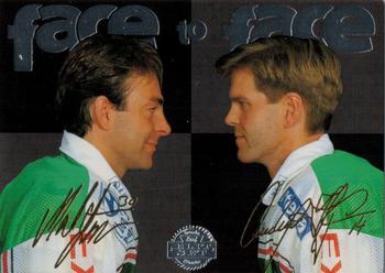 1995-96 Leaf Elit Set (Swedish) - Face to Face #11 Mats Lööv / Michael Hjälm Front