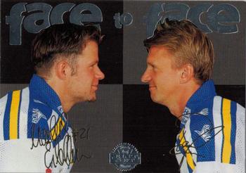 1995-96 Leaf Elit Set (Swedish) - Face to Face #15 Tomas Jonsson / Markus Akerblom Front