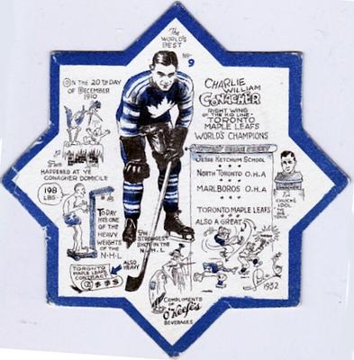 1932-33 Okeefe's Toronto Maple Leafs Coasters #9 Charlie Conacher Front