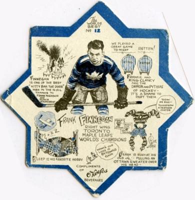 1932-33 Okeefe's Toronto Maple Leafs Coasters #12 Frank Finnigan Front
