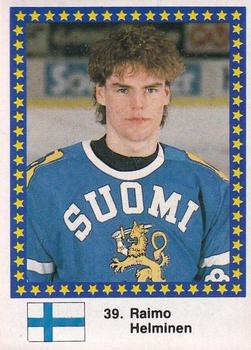 1989 Semic Hockey VM/Jaakiekon MM (Swedish/Finnish) Stickers #39 Raimo Helminen Front