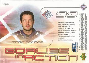 2001-02 Upper Deck DEL (German) - Goalies in Action #G9 Marc Seliger Back