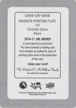 2016-17 Upper Deck AHL - Printing Plates Magenta #131 Christian Djoos Back