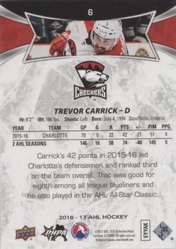 2016-17 Upper Deck AHL - Red #6 Trevor Carrick Back