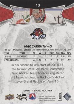 2016-17 Upper Deck AHL - Red #10 Mac Carruth Back