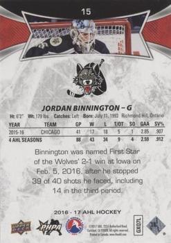 2016-17 Upper Deck AHL - Red #15 Jordan Binnington Back