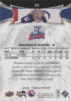 2016-17 Upper Deck AHL - Red #23 Mackenzie Skapski Back