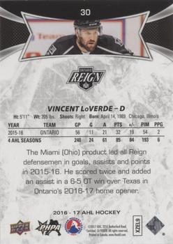 2016-17 Upper Deck AHL - Red #30 Vincent Loverde Back