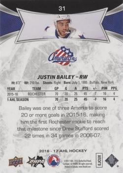 2016-17 Upper Deck AHL - Red #31 Justin Bailey Back