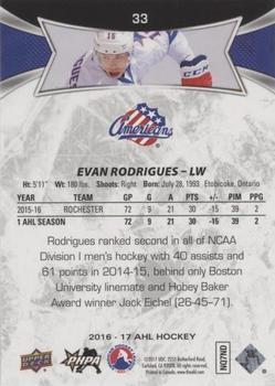 2016-17 Upper Deck AHL - Red #33 Evan Rodrigues Back