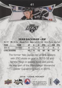 2016-17 Upper Deck AHL - Red #41 Sean Backman Back