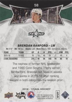 2016-17 Upper Deck AHL - Red #58 Brendan Ranford Back