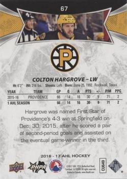 2016-17 Upper Deck AHL - Red #67 Colton Hargrove Back