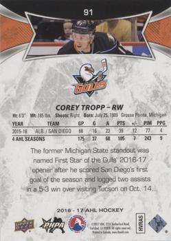 2016-17 Upper Deck AHL - Red #91 Corey Tropp Back