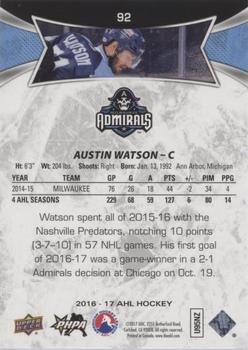 2016-17 Upper Deck AHL - Red #92 Austin Watson Back