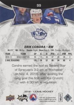 2016-17 Upper Deck AHL - Red #99 Erik Condra Back