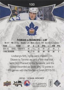 2016-17 Upper Deck AHL - Red #100 Tobias Lindberg Back