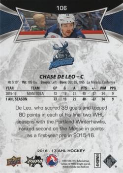 2016-17 Upper Deck AHL - Red #106 Chase De Leo Back