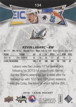 2016-17 Upper Deck AHL - Red #134 Kevin Labanc Back
