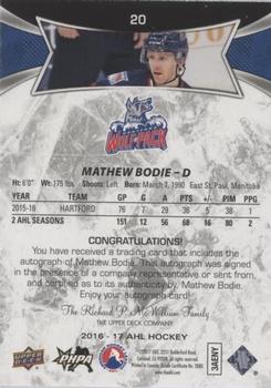 2016-17 Upper Deck AHL - Autographs #20 Mathew Bodie Back