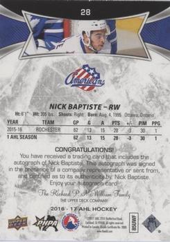 2016-17 Upper Deck AHL - Autographs #28 Nick Baptiste Back