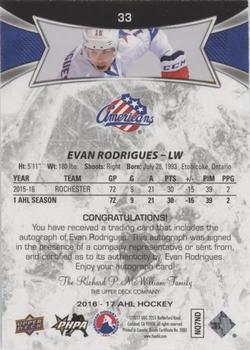 2016-17 Upper Deck AHL - Autographs #33 Evan Rodrigues Back