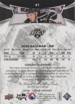 2016-17 Upper Deck AHL - Autographs #41 Sean Backman Back
