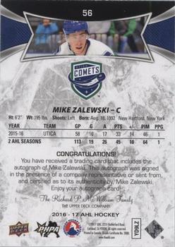 2016-17 Upper Deck AHL - Autographs #56 Mike Zalewski Back