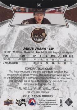 2016-17 Upper Deck AHL - Autographs #60 Jakub Vrana Back