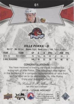 2016-17 Upper Deck AHL - Autographs #61 Ville Pokka Back