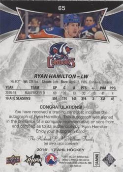 2016-17 Upper Deck AHL - Autographs #65 Ryan Hamilton Back