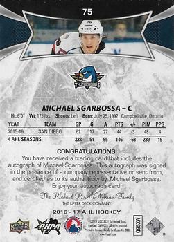 2016-17 Upper Deck AHL - Autographs #75 Michael Sgarbossa Back