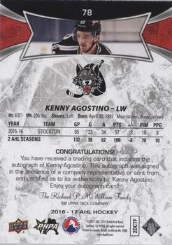 2016-17 Upper Deck AHL - Autographs #78 Kenny Agostino Back