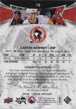 2016-17 Upper Deck AHL - Autographs #79 Carter Rowney Back
