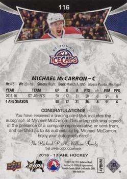 2016-17 Upper Deck AHL - Autographs #116 Mike McCarron Back