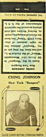 1935-36 Diamond Matchbooks (Tan 3) #NNO Ching Johnson Front