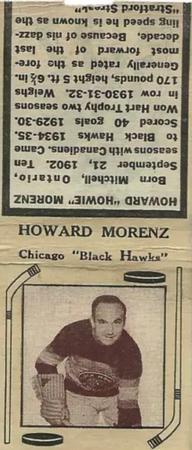 1935-36 Diamond Matchbooks (Tan 3) #NNO Howard Morenz Front