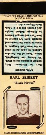 1937-38 Diamond Matchbooks (Tan 5) #NNO Earl Seibert Front