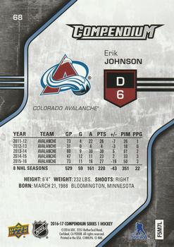 2016-17 Upper Deck Compendium - Blue #68 Erik Johnson Back