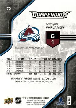 2016-17 Upper Deck Compendium - Blue #70 Semyon Varlamov Back