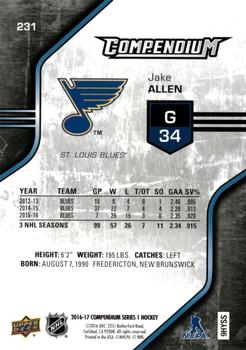 2016-17 Upper Deck Compendium - Blue #231 Jake Allen Back